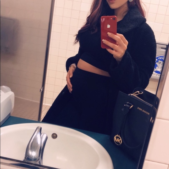 Maternity Black Crop Top High Waisted Pant Set - Picture 2 of 2